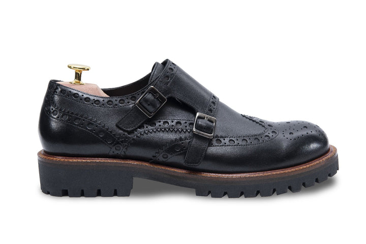 Siracusa Double Monk Straps Black