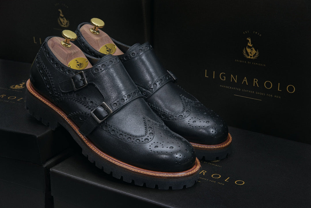 Siracusa Double Monk Straps Black