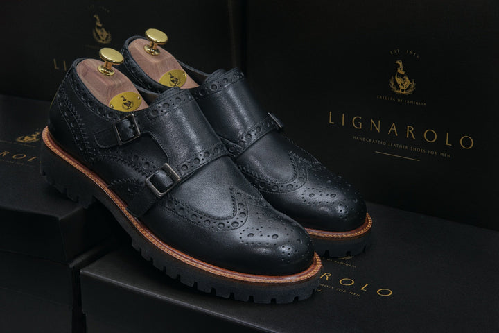 Siracusa Double Monk Straps Black