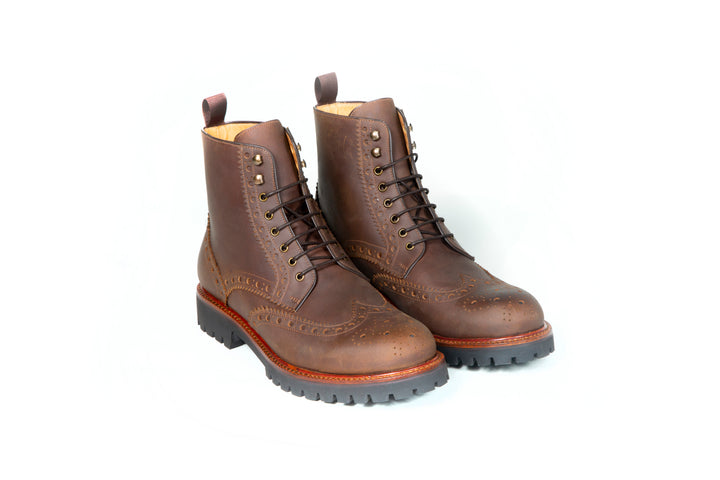 San Gimignano Derby Boots Pull Up Leather Brown