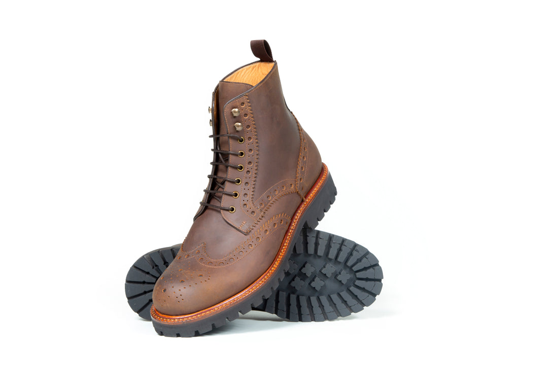 San Gimignano Derby Boots Pull Up Leather Brown